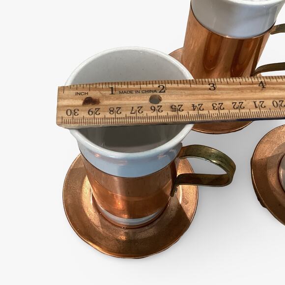 Vintage Tall Serving Mugs - Copper Sleeves - Picture 9 of 11